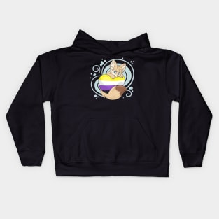 Non Binary-Flag with a Fennec Fox Kids Hoodie